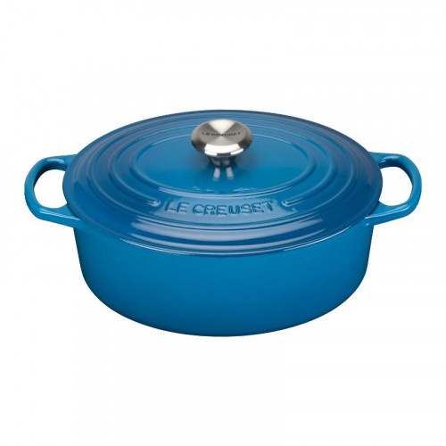 Le Creuset Bräter Signature oval Cocotte ovale Azure Blue 29 cm / 4,7 L